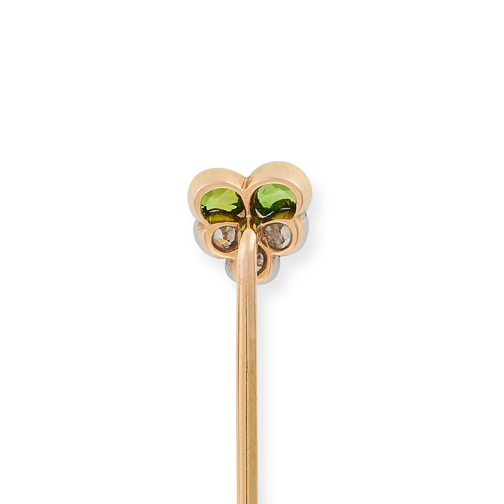 Belle Époque Green Garnet & Diamond Pansy Stickpin - Wildsmith Jewellery