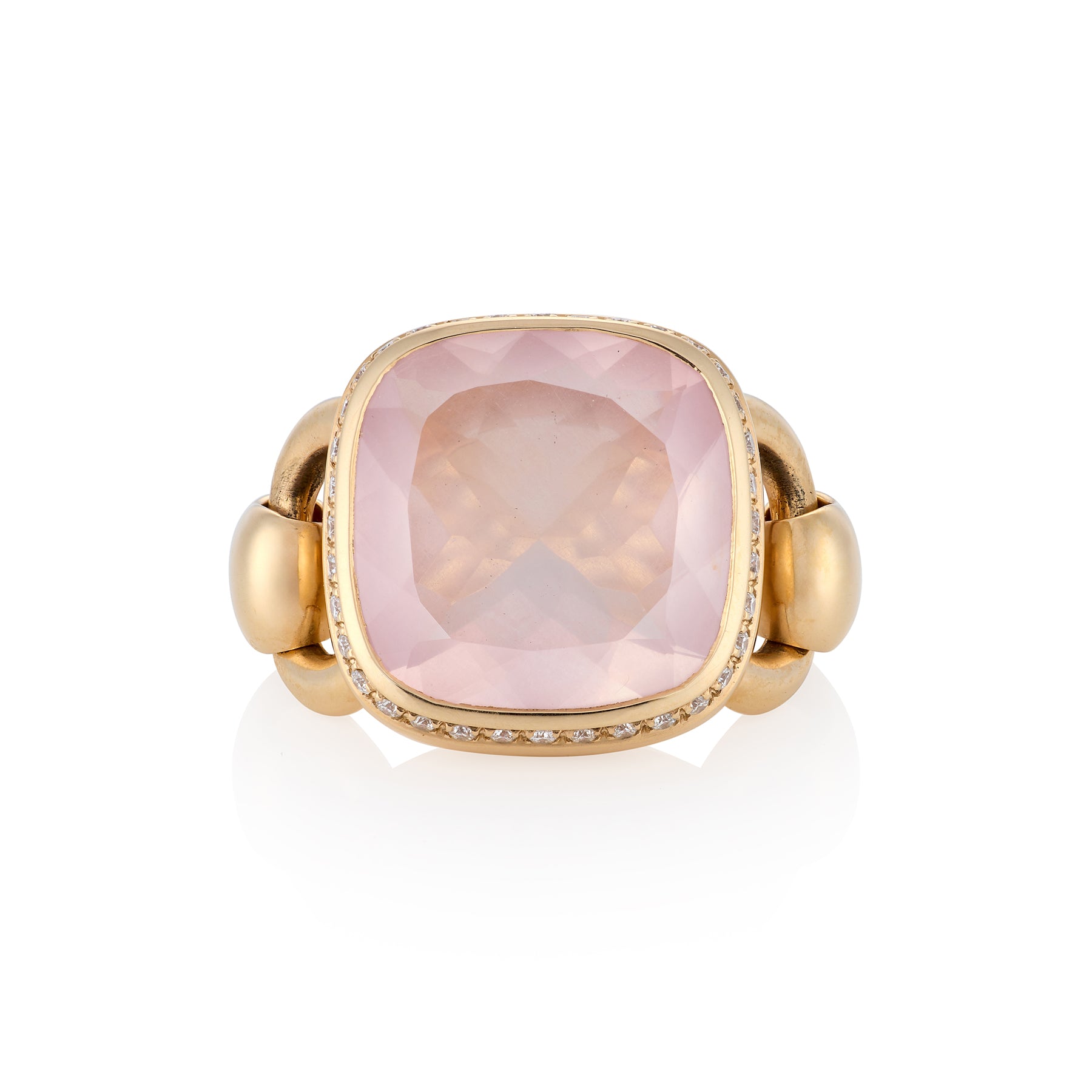18ct Rose Gold, Rose Quartz & Diamond Ring by Poiray - Wildsmith Jewellery