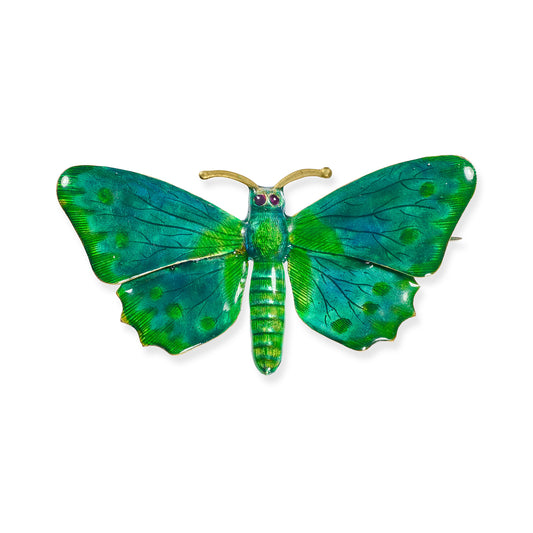 Arts & Crafts Enamel Butterfly 15ct Gold - Wildsmith Jewellery