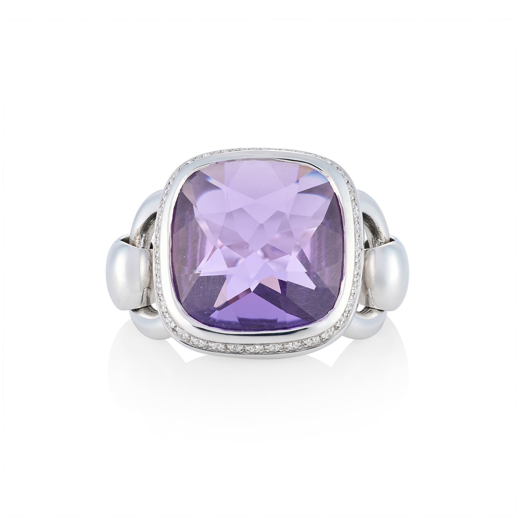 18ct White Gold, Amethyst & Diamond Ring by Poiray - Wildsmith Jewellery