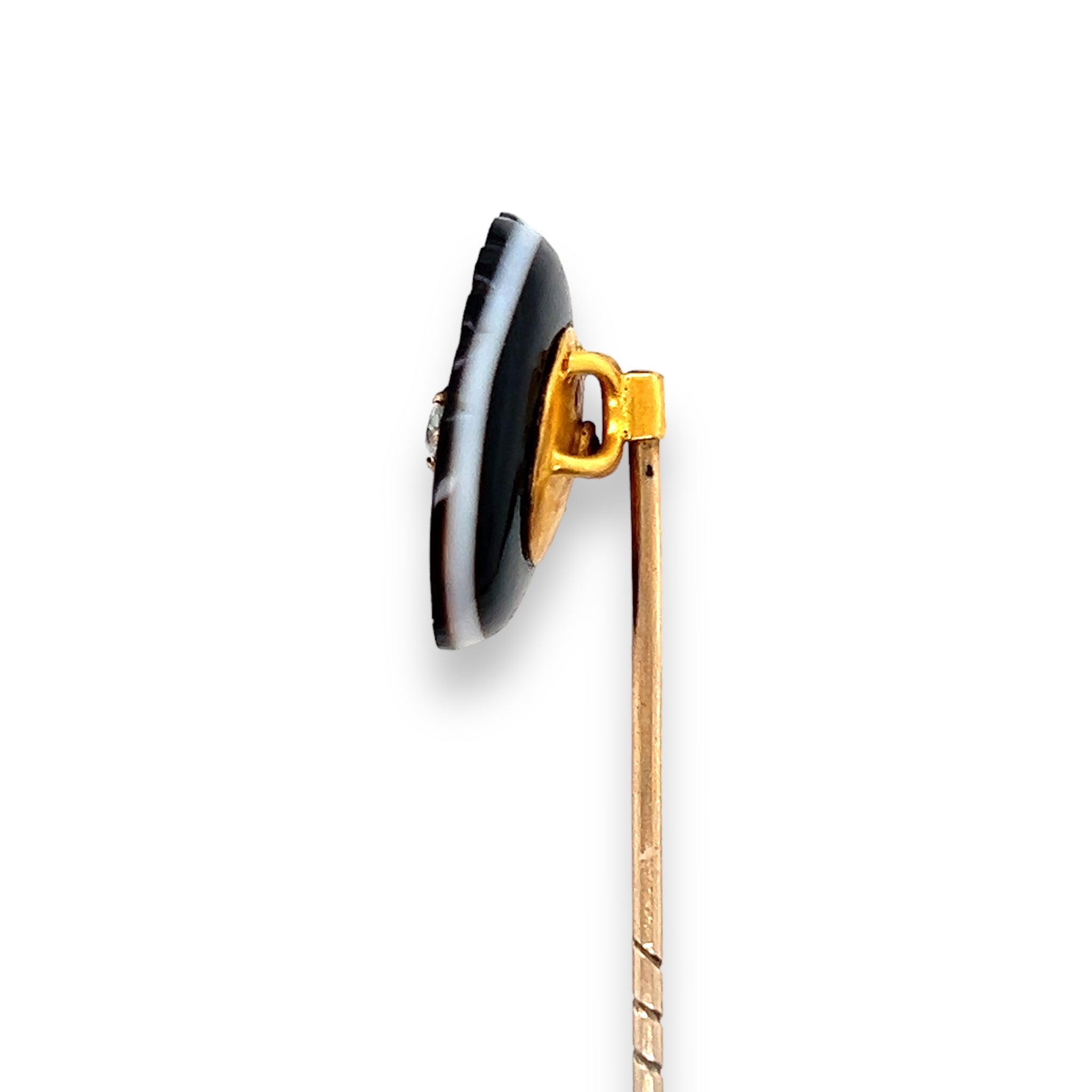 Victorian Shell Agate & Diamond Stickpin - Wildsmith Jewellery