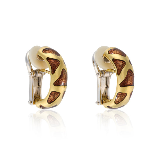 Gold & Enamel 'Giraffe' Earrings by Roberto Coin