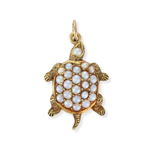 Victorian 15ct Gold Natural Pearl Turtle Charm