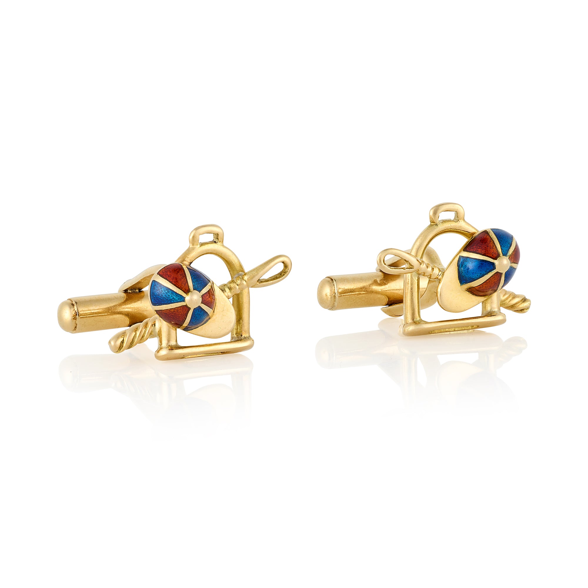18ct Gold & Enamel Equestrian Cufflinks - Wildsmith Jewellery