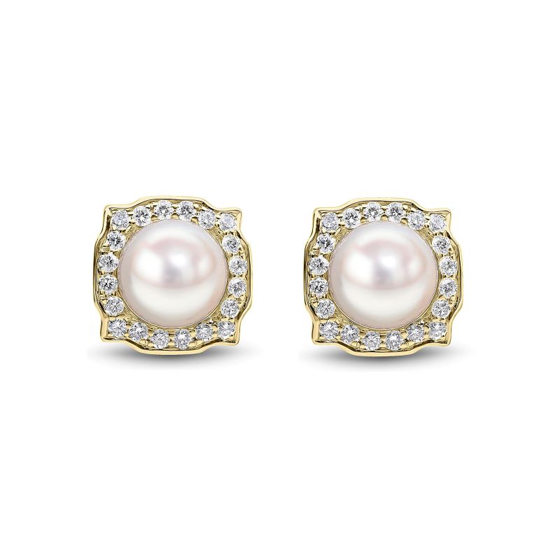 18ct Gold Akoya Pearl & Diamond 'Night and Day' Earrings - Wildsmith Jewellery