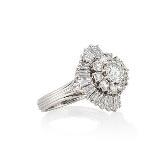 1960's 18ct White Gold Ballerina Diamond Ring - Wildsmith Jewellery