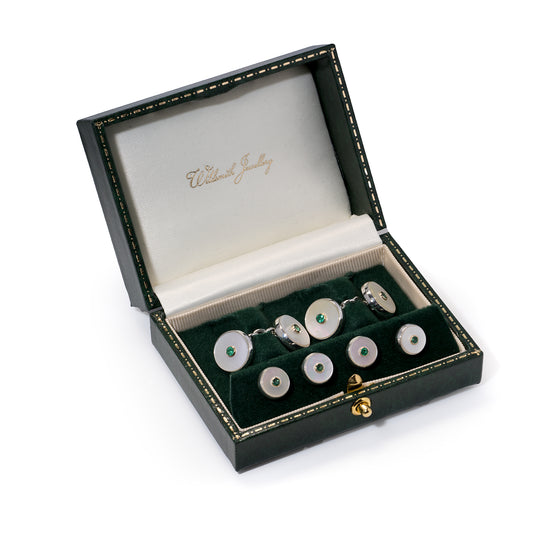 Emerald & Mother of Pearl Round Dress Set - Wildsmith Jewellery