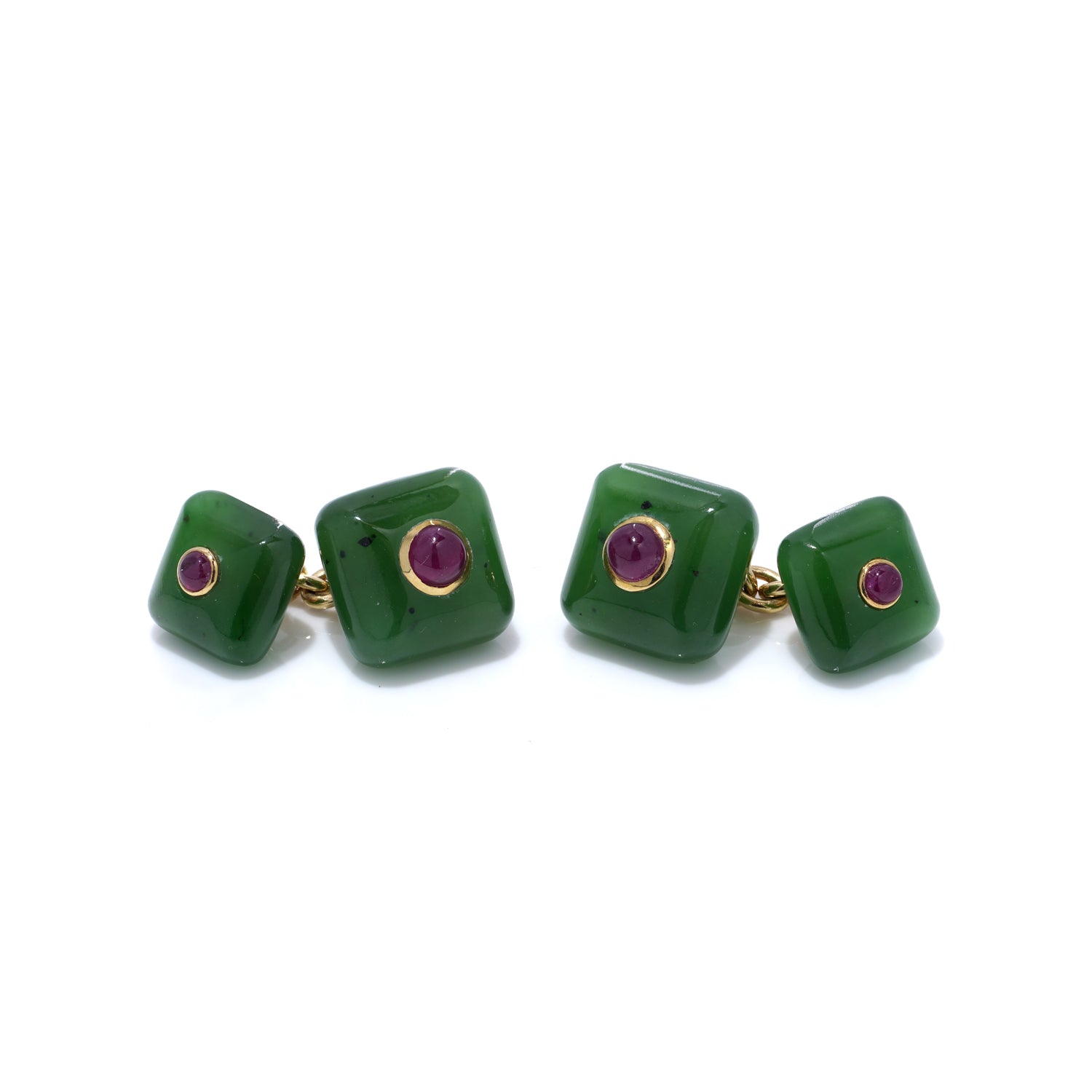 Ruby & Nephrite Jade Cufflinks - Wildsmith Jewellery