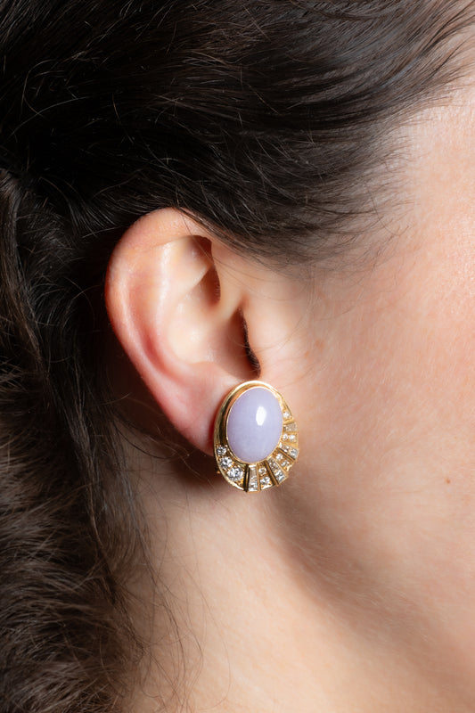 Natural Lavender Jade & Diamond Earrings - Wildsmith Jewellery