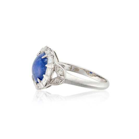 Art Deco Burma Sapphire & Diamond Ring - Wildsmith Jewellery