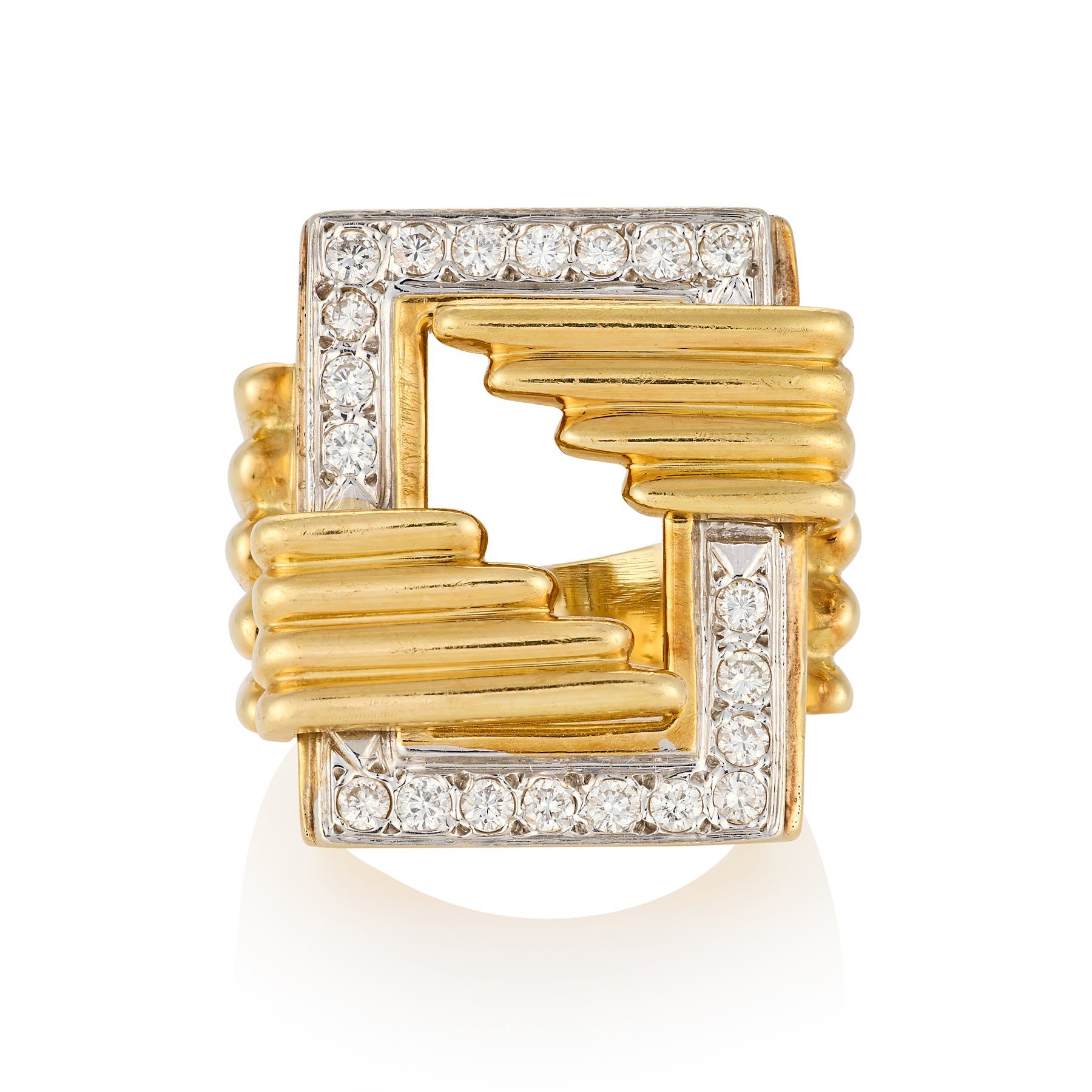 Vintage 18ct Gold & Diamond Geometric Ring - Wildsmith Jewellery