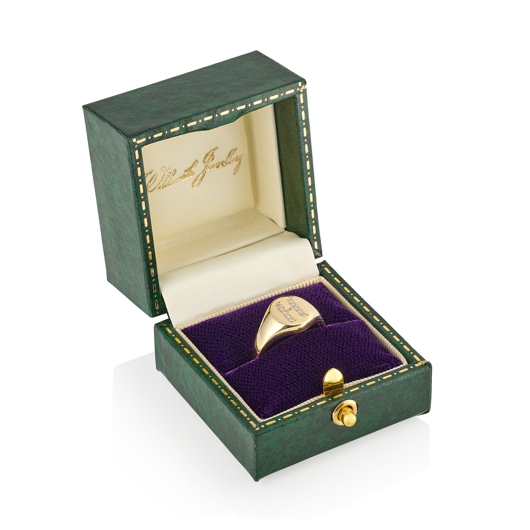 Diamond Initial Ladies Oxford Oval Signet Ring, 10.5 x 8.5 - Wildsmith Jewellery