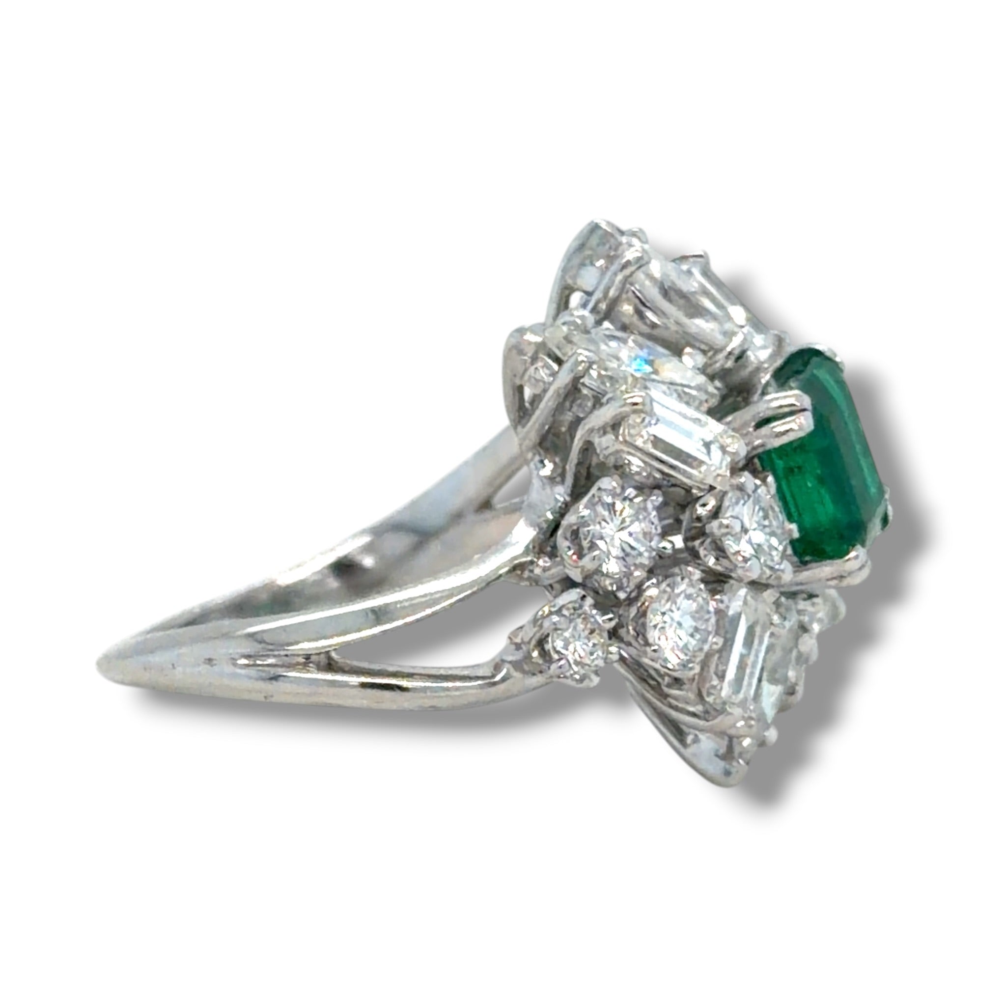 1960's Emerald & Diamond Cocktail Ring, French