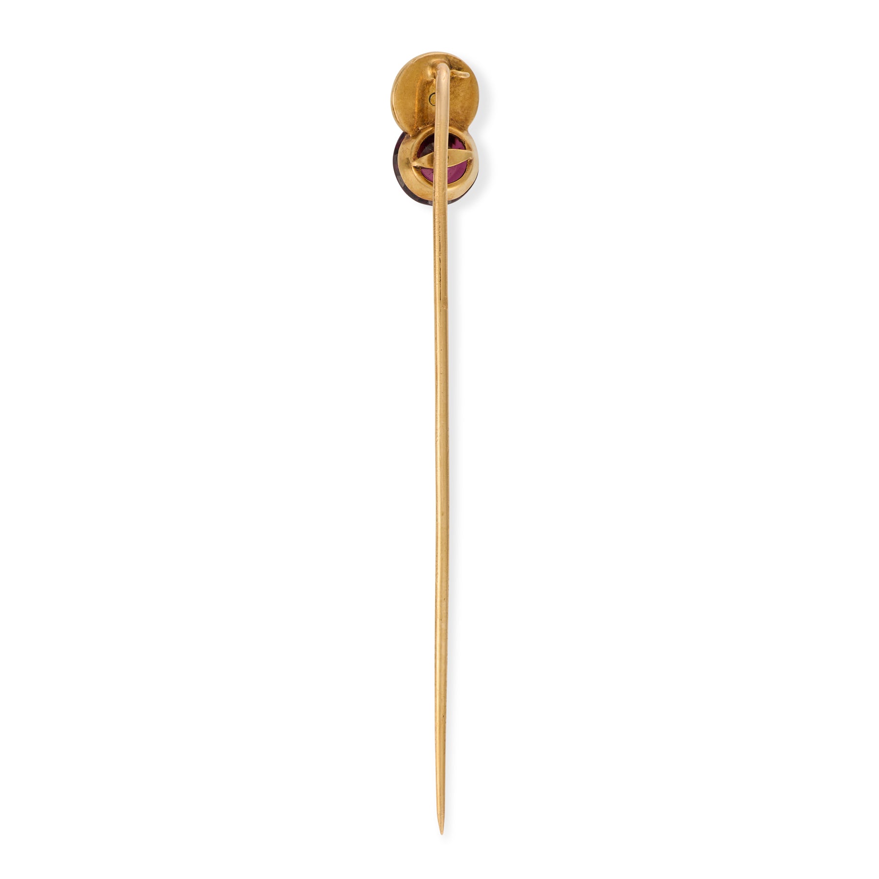 Antique Garnet & Diamond Buckle Stickpin, French
