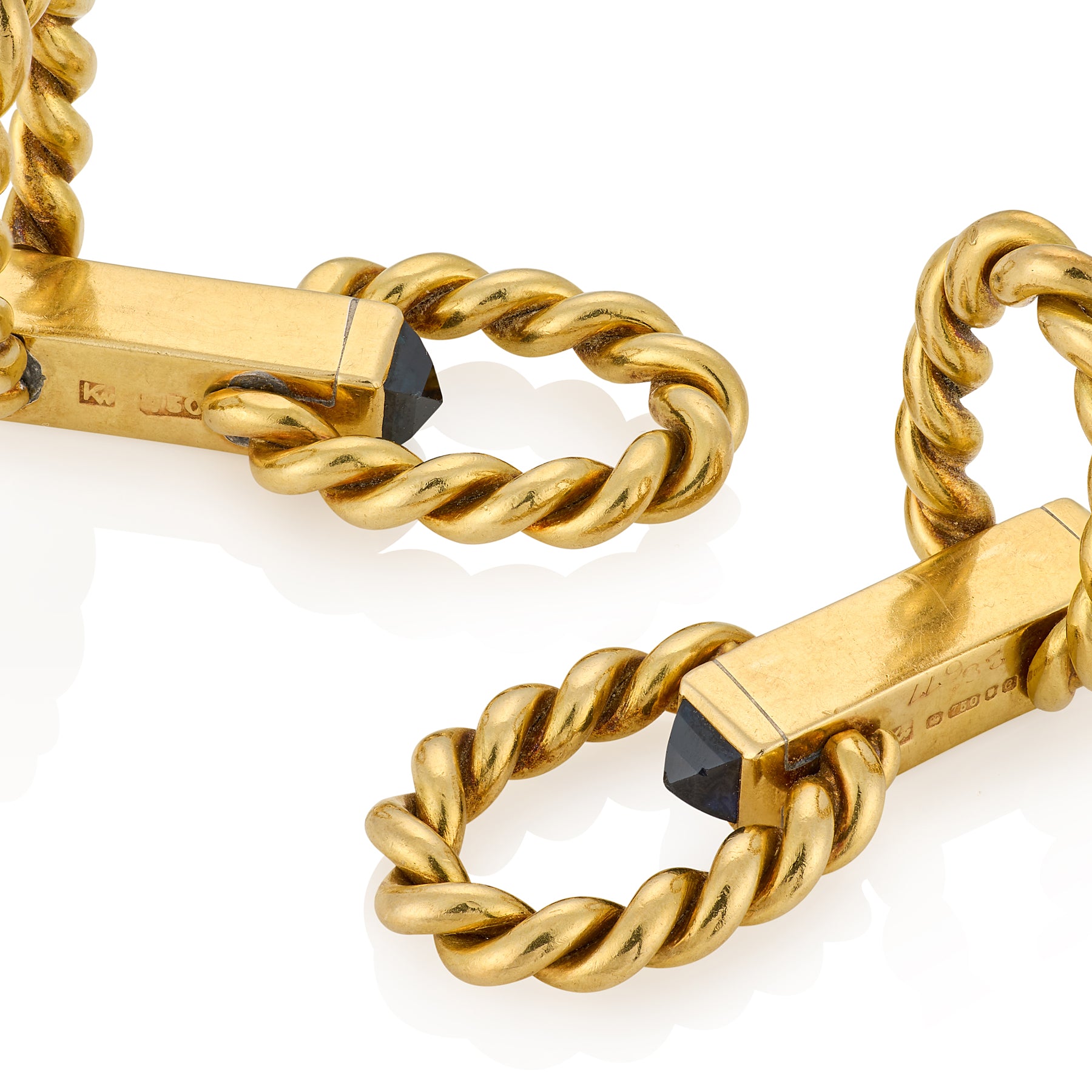 Vintage 18ct Gold & Sapphire Cufflinks - Wildsmith Jewellery