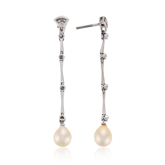 Pearl & Diamond Drop Earrings - Wildsmith Jewellery