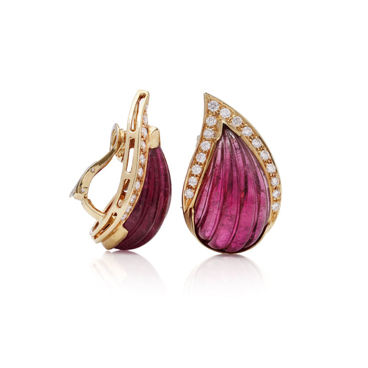 18ct Gold Tourmaline & Diamond Earrings - Wildsmith Jewellery