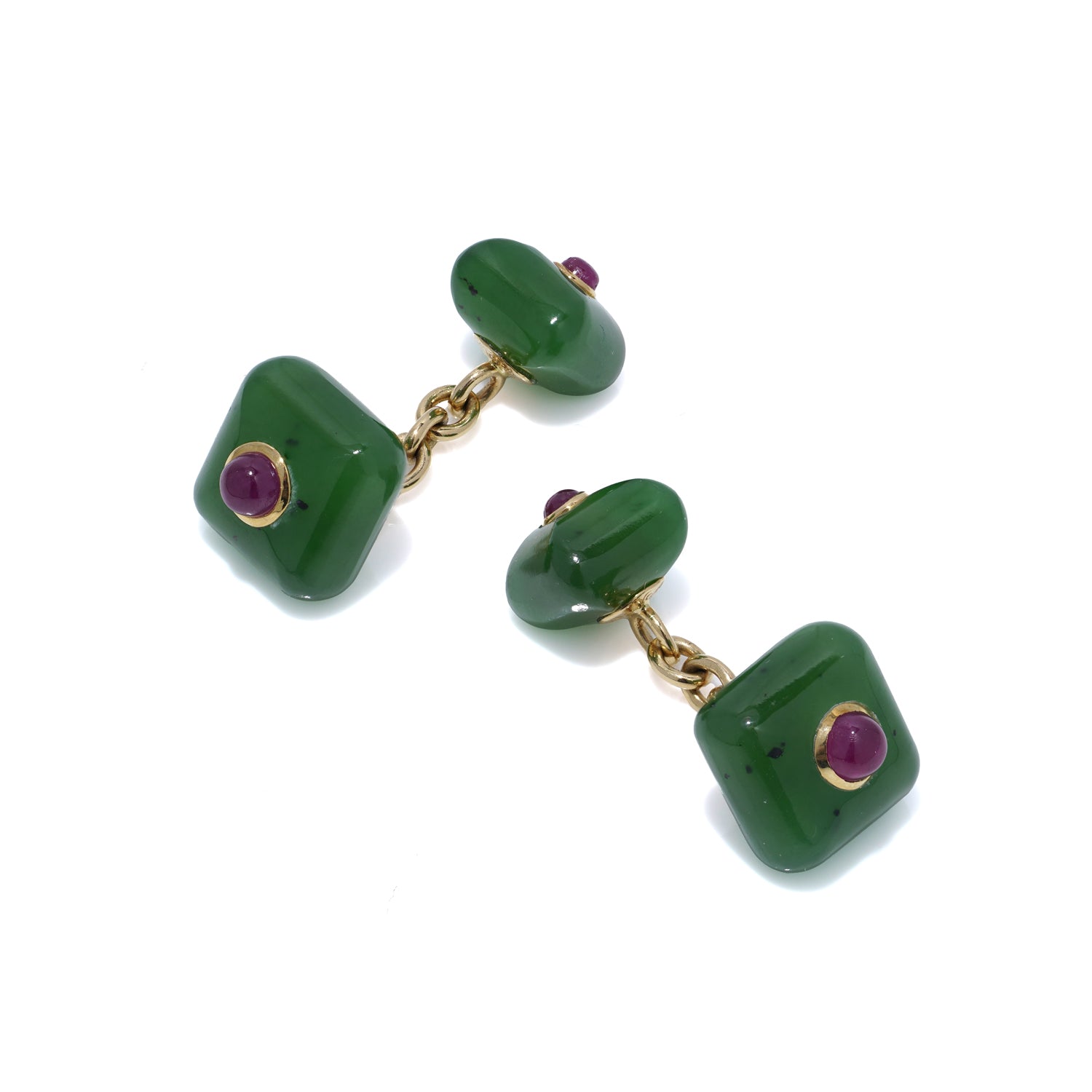 Ruby & Nephrite Jade Cufflinks - Wildsmith Jewellery
