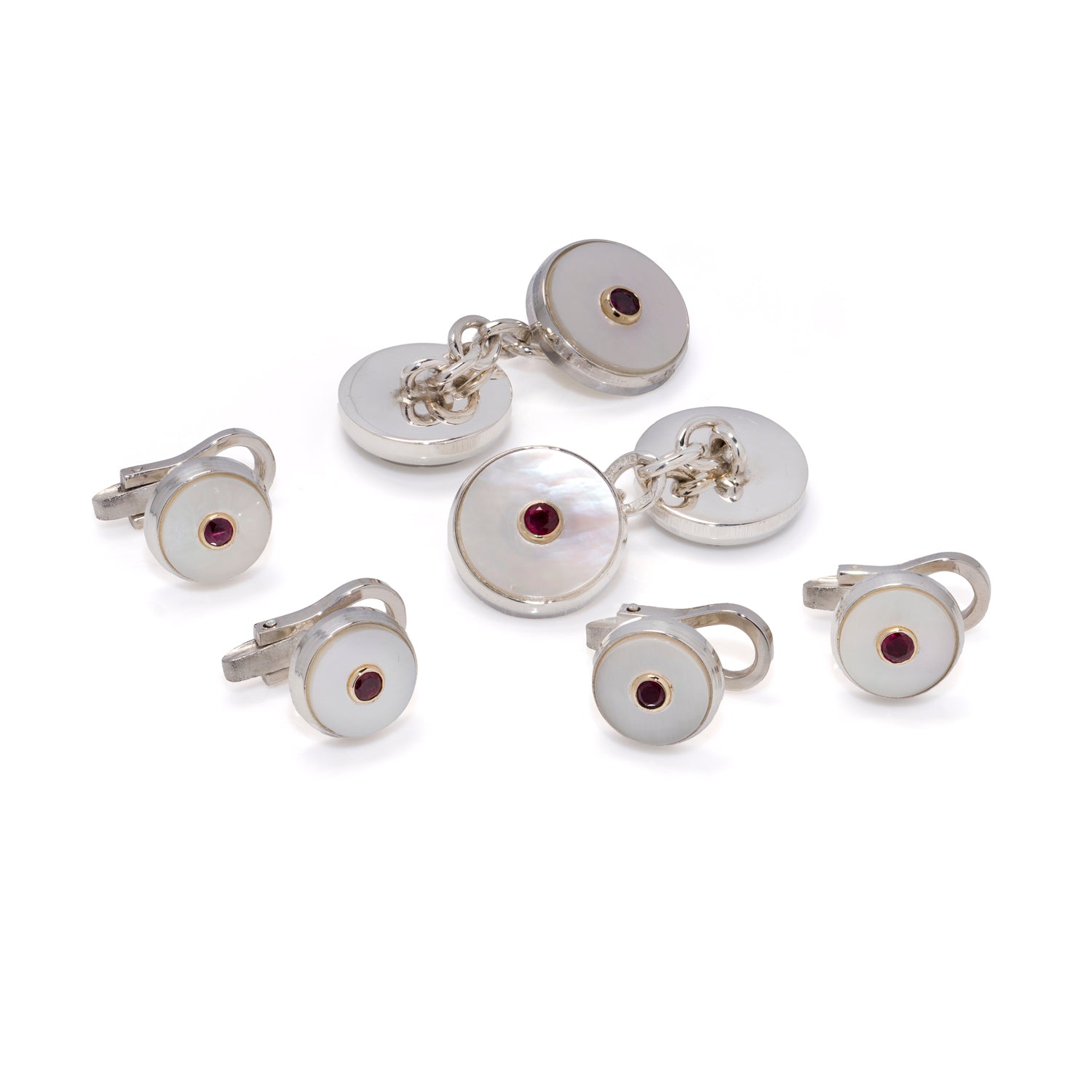 Ruby & Mother of Pearl Round Dress Set - Wildsmith Jewellery