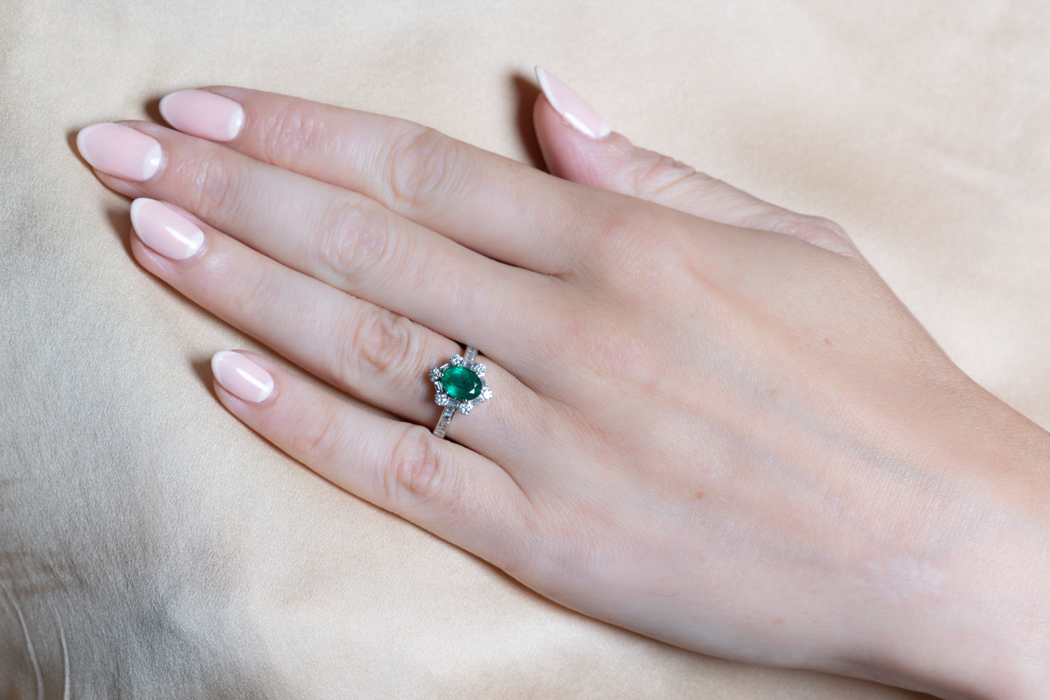 Emerald & Diamond Cluster Ring - Wildsmith Jewellery