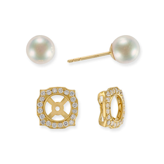 18ct Gold Akoya Pearl & Diamond 'Night and Day' Earrings - Wildsmith Jewellery