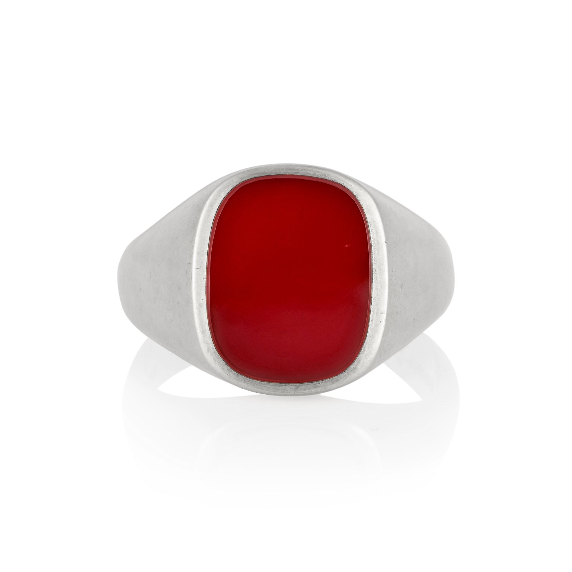 15 x 12mm Cushion Shaped Carnelian Signet Ring