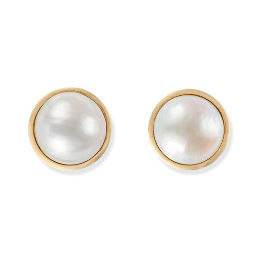 Large Mabe Pearl Earrings in 14ct Rose Gold - Wildsmith Jewellery