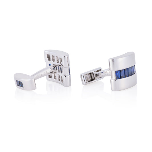 18ct White Gold & Sapphire Cufflinks by Van Cleef & Arpels - Wildsmith Jewellery