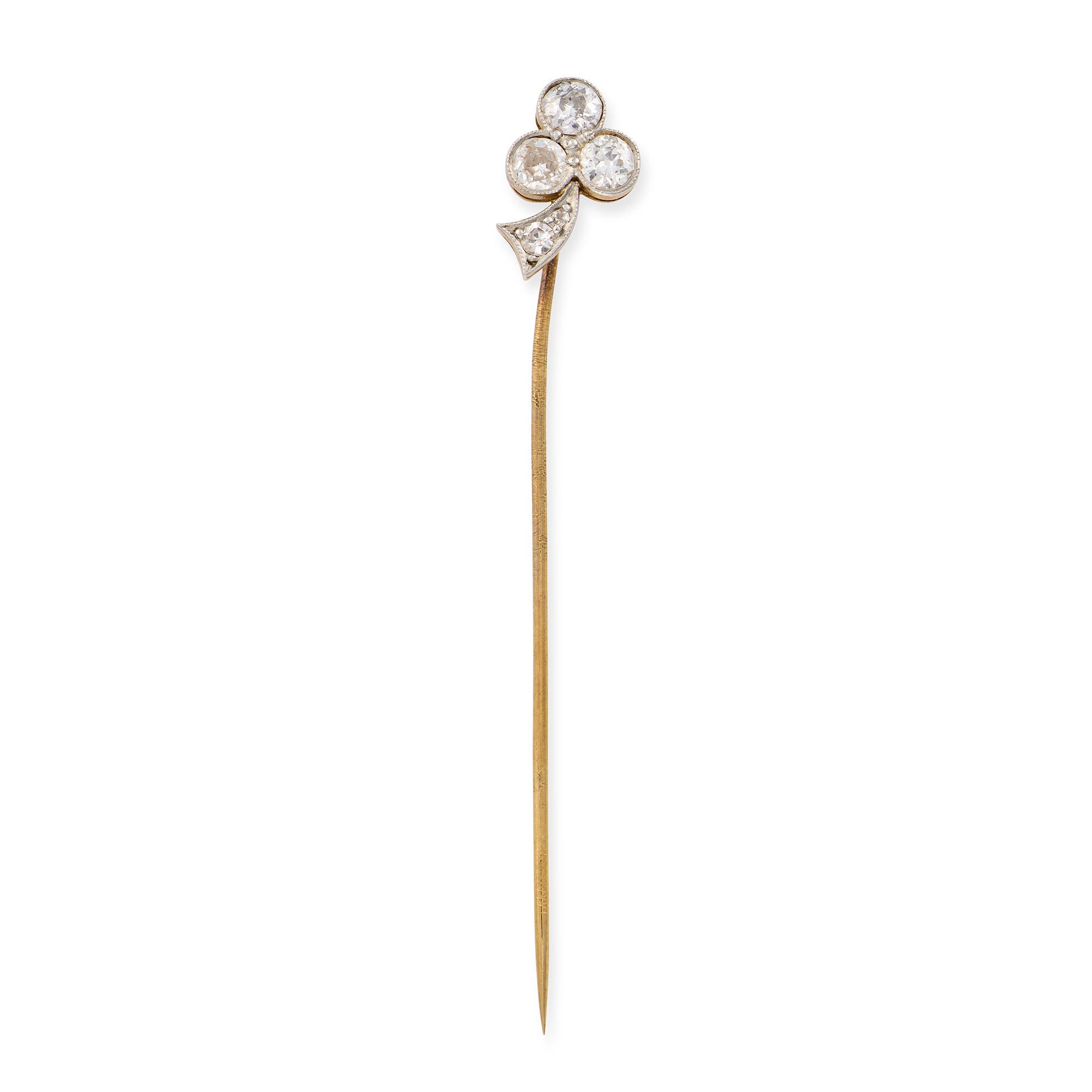 Edwardian Old Cut Diamond Clover Stickpin - Wildsmith Jewellery