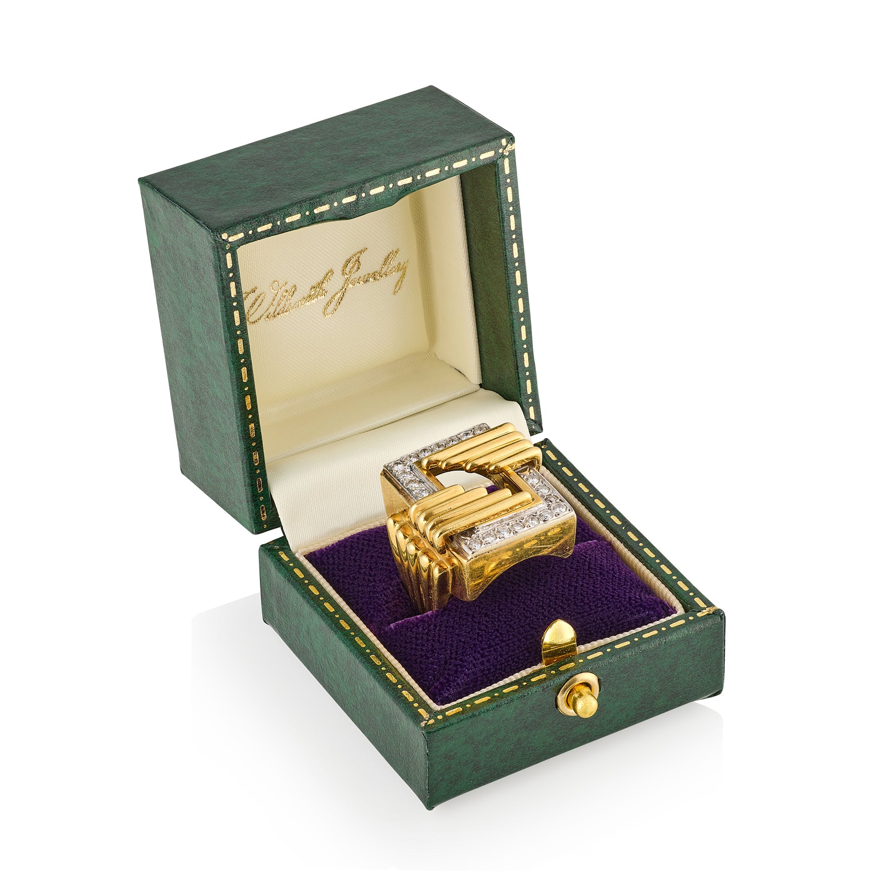 Vintage 18ct Gold & Diamond Geometric Ring - Wildsmith Jewellery