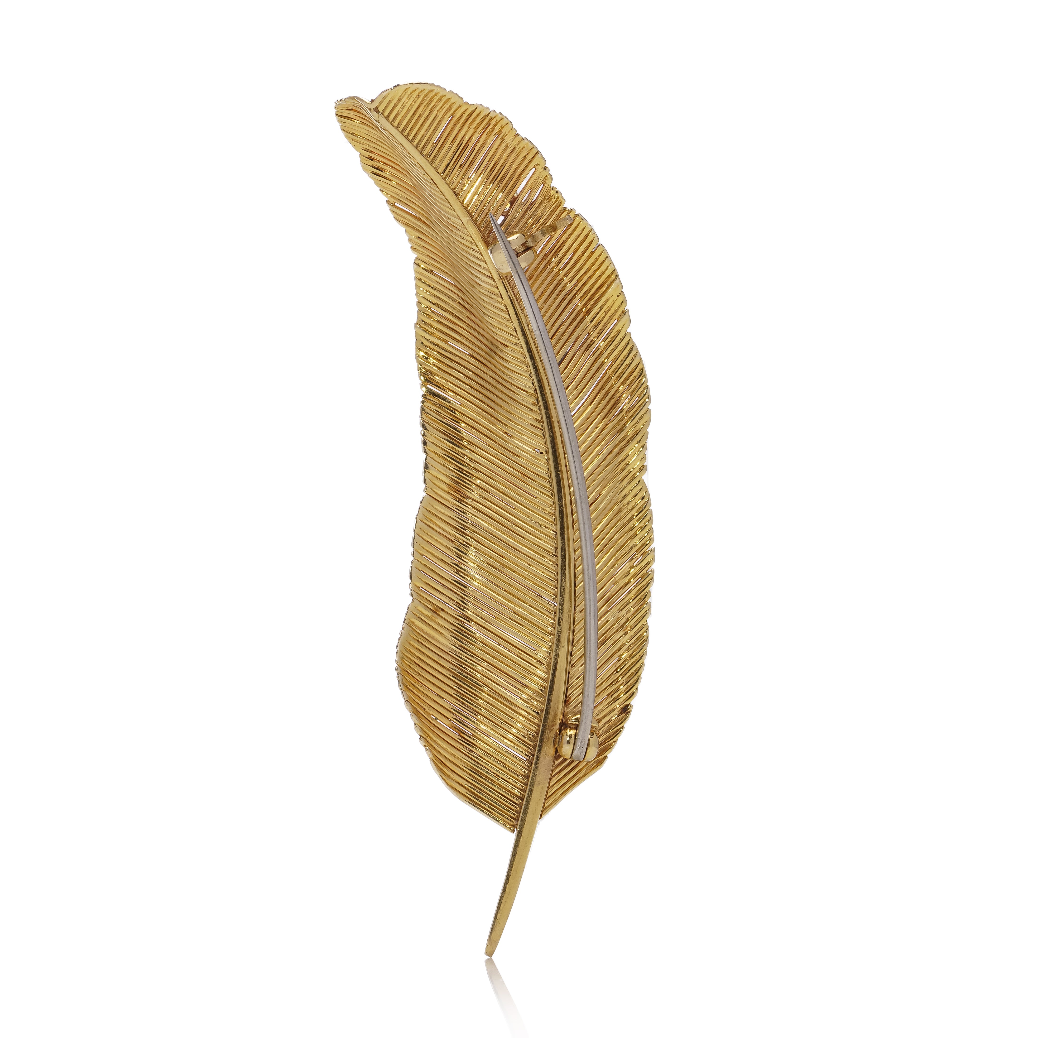 Gold and Diamond Feather Brooch - Wildsmith Jewellery