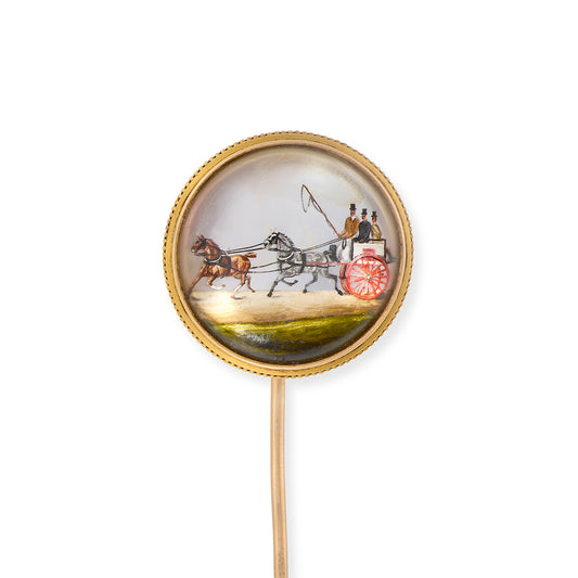 Victorian Essex Crystal Horse & Carriage Stickpin by Tiffany & Co *RARE* - Wildsmith Jewellery