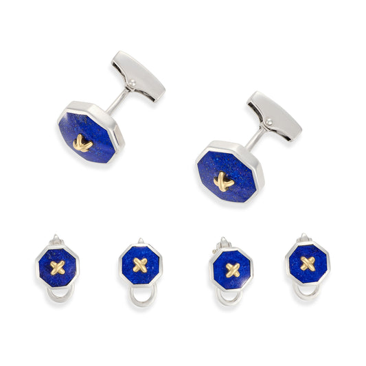Lapis Lazuli & Gold Stitch Octagonal Dress Set