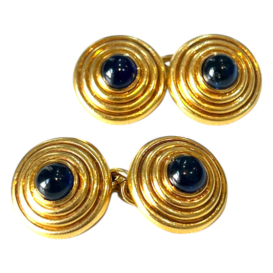 18ct Gold and Sapphire Cufflinks by Deakin & Francis - Wildsmith Jewellery