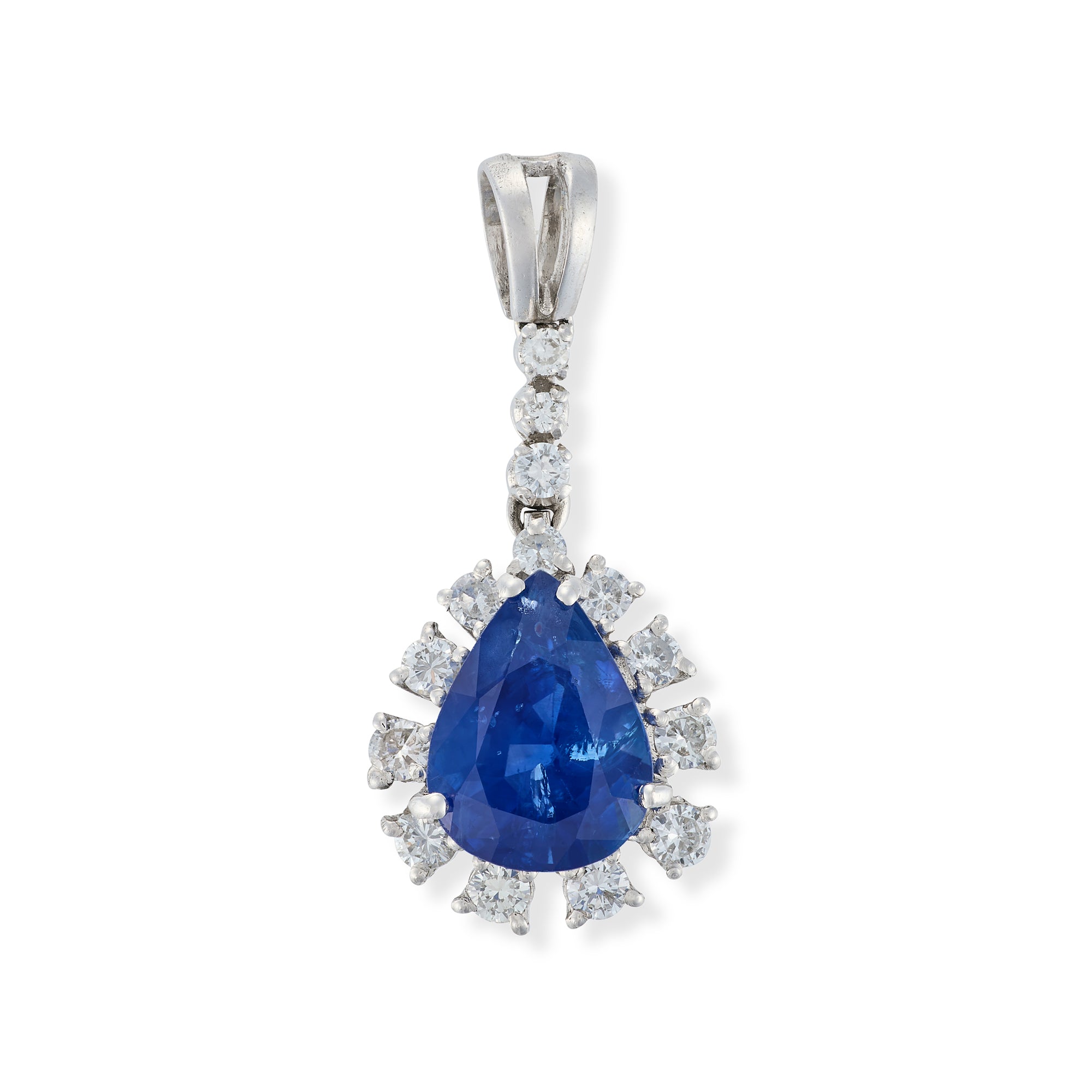 Pear Cut Sapphire & Diamond Pendant - Wildsmith Jewellery