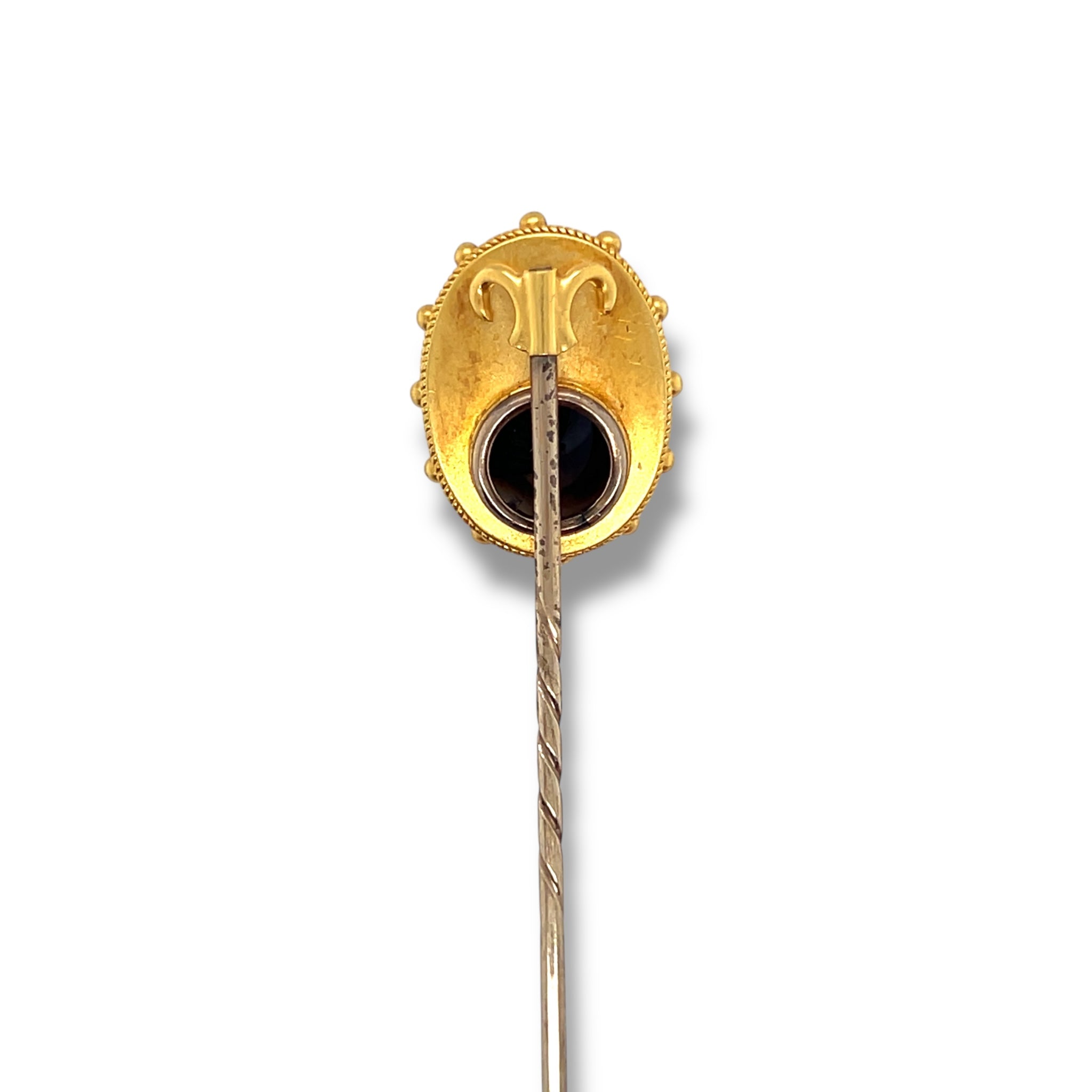 Antique Bulls Eye Agate Stickpin in 18ct Gold - Wildsmith Jewellery