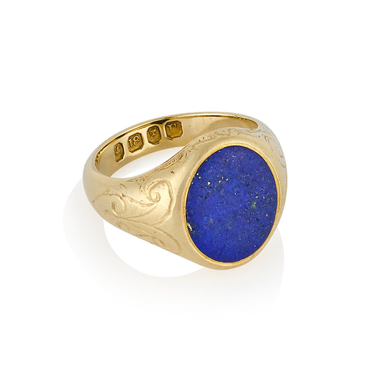 Victorian 18ct Gold & Lapis Signet ring, Hallmarked 1875 - Wildsmith Jewellery