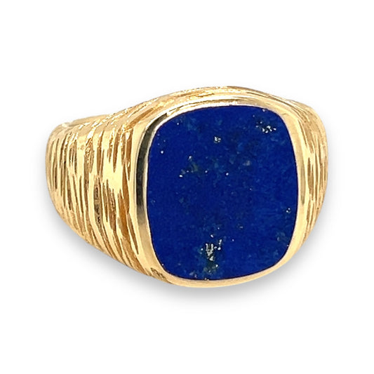 18ct Gold Bark Effect Signet Ring - Wildsmith Jewellery