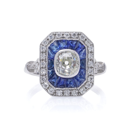 Old Cut Diamond & Sapphire Ring - Wildsmith Jewellery