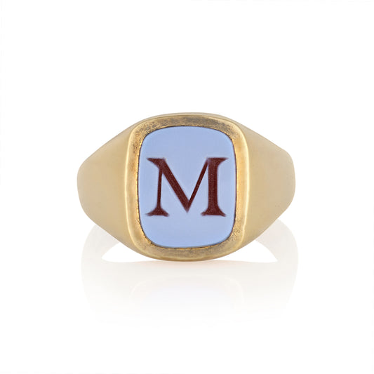 15 x 12mm Cushion Shaped Sardonyx Signet Ring - Wildsmith Jewellery