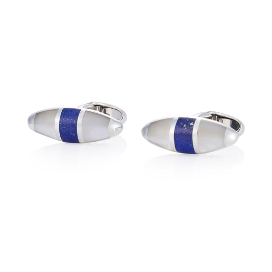 Lapis Lazuli & Mother of Pearl Torpedo Cufflinks