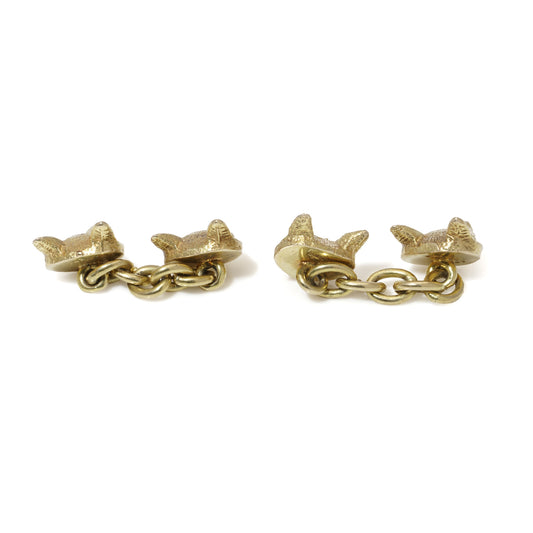Gold Ruby Eyed Fox Head Cufflinks - Wildsmith Jewellery