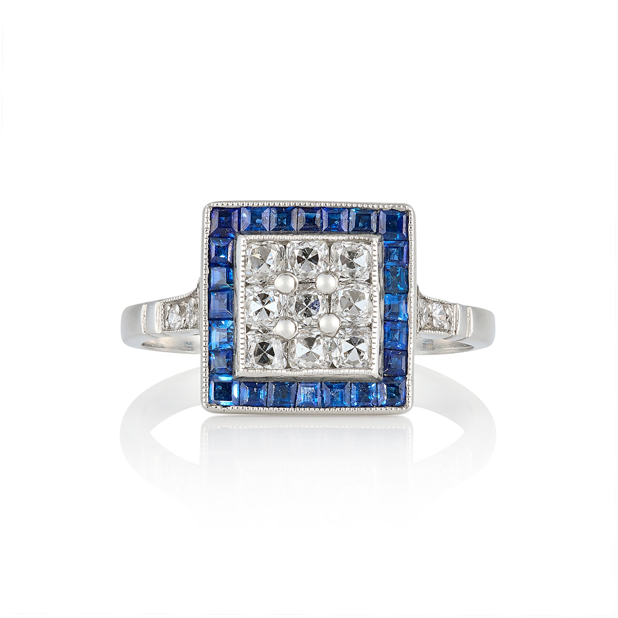 Art Deco Revival Sapphire and Diamond Ring - Wildsmith Jewellery
