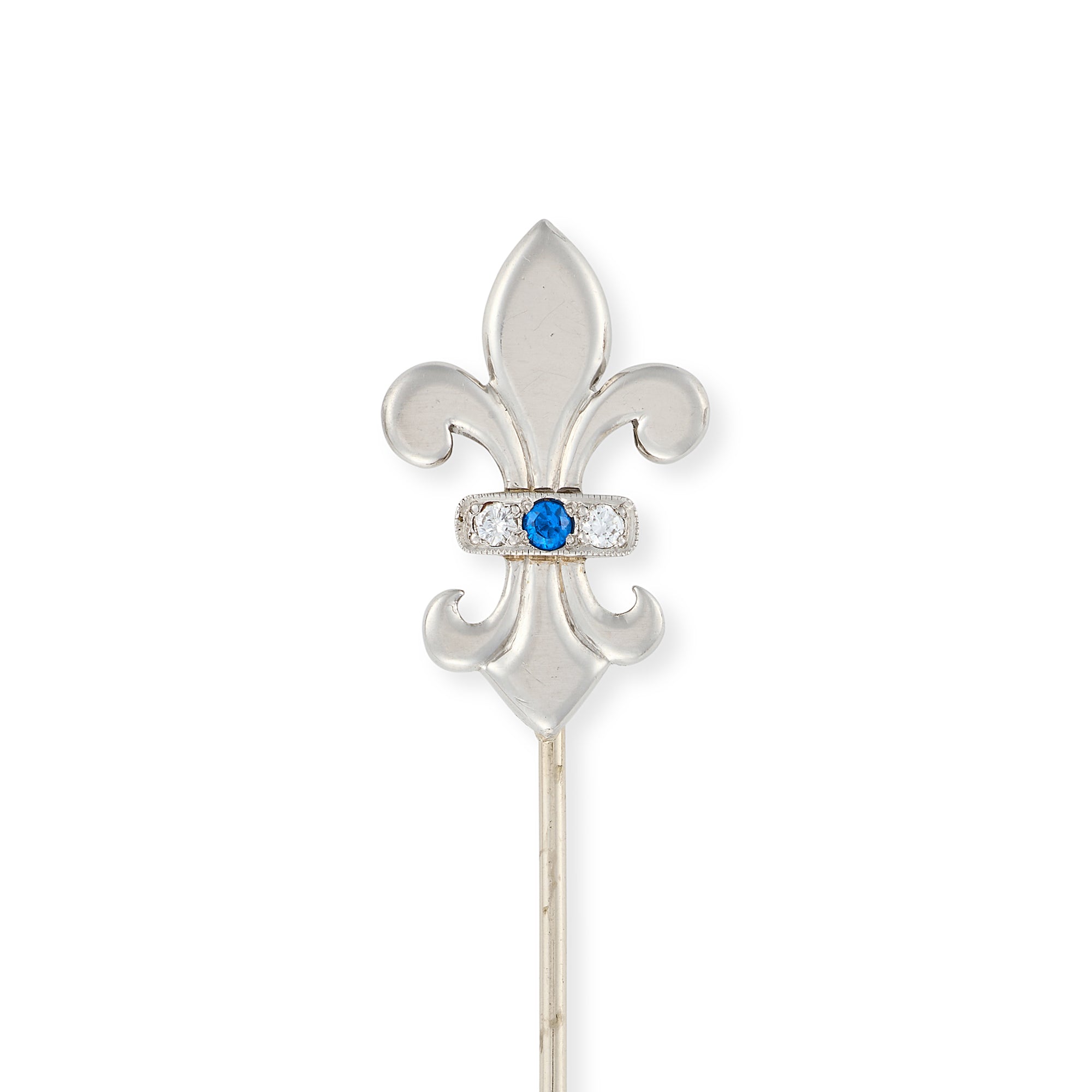Sapphire & Diamond Fleur de Lis Stickpin - Wildsmith Jewellery