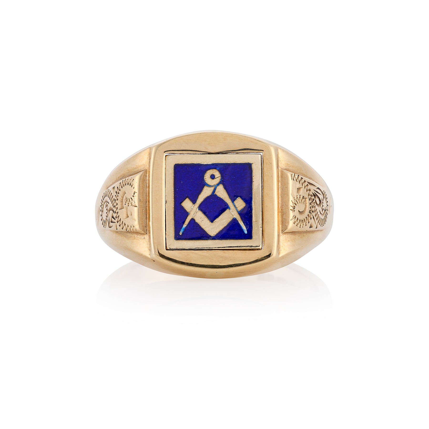 Vintage Masonic Square & Compass Swivel Signet Ring, 1979
