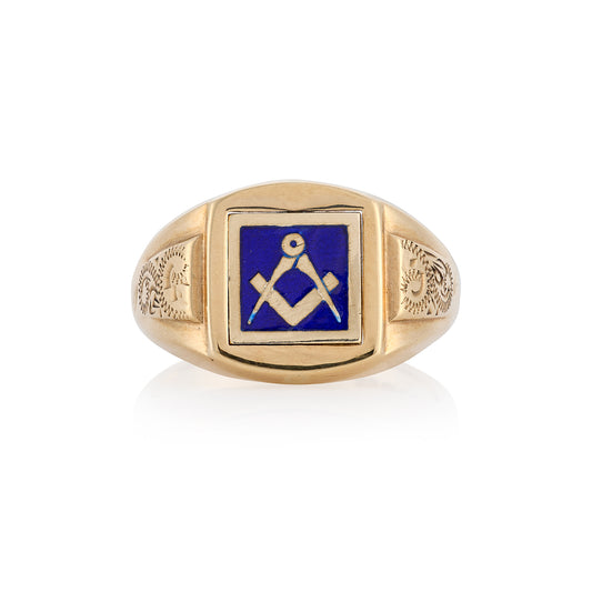 Vintage Masonic Square & Compass Swivel Signet Ring, 1979 - Wildsmith Jewellery