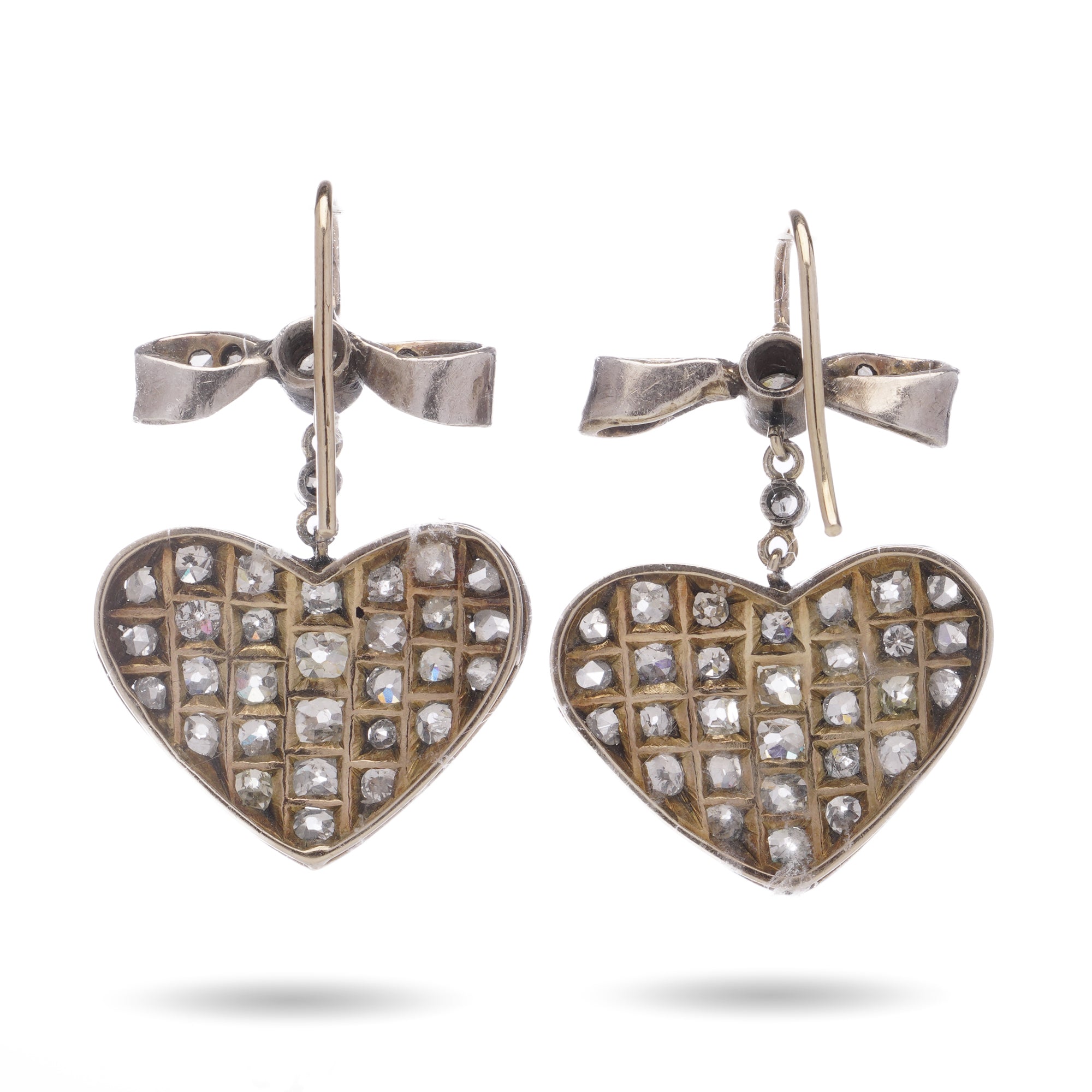 Antique Diamond Heart Earrings - Wildsmith Jewellery