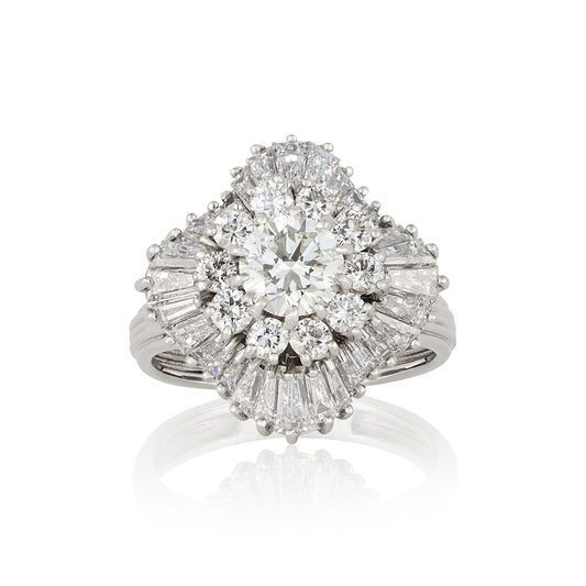 1960's 18ct White Gold Ballerina Diamond Ring - Wildsmith Jewellery