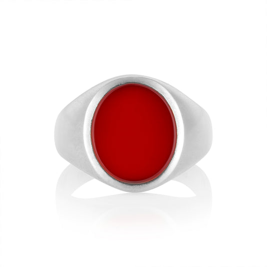 10 x 8mm Carnelian Oxford Oval Signet Ring - Wildsmith Jewellery
