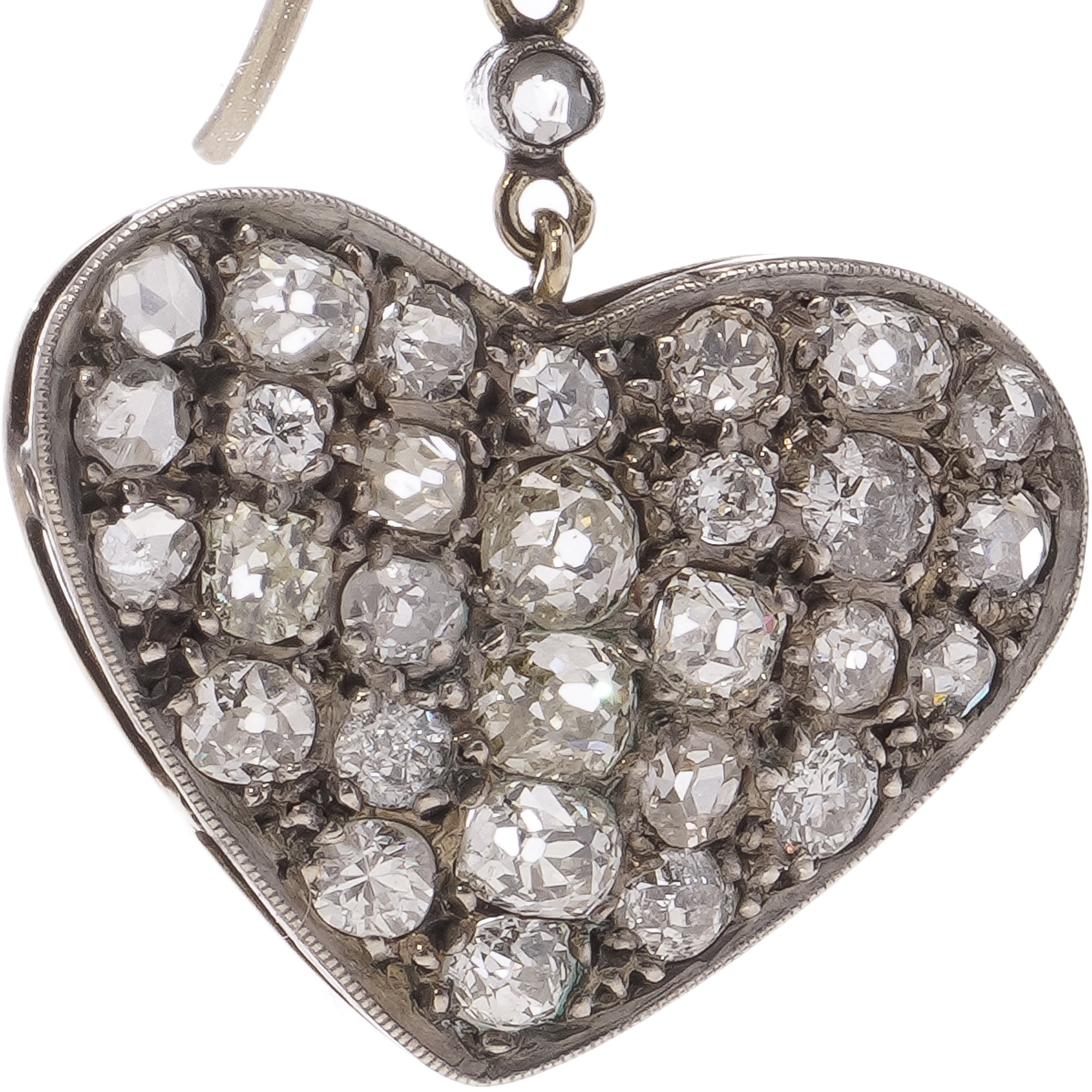 Antique Diamond Heart Earrings - Wildsmith Jewellery